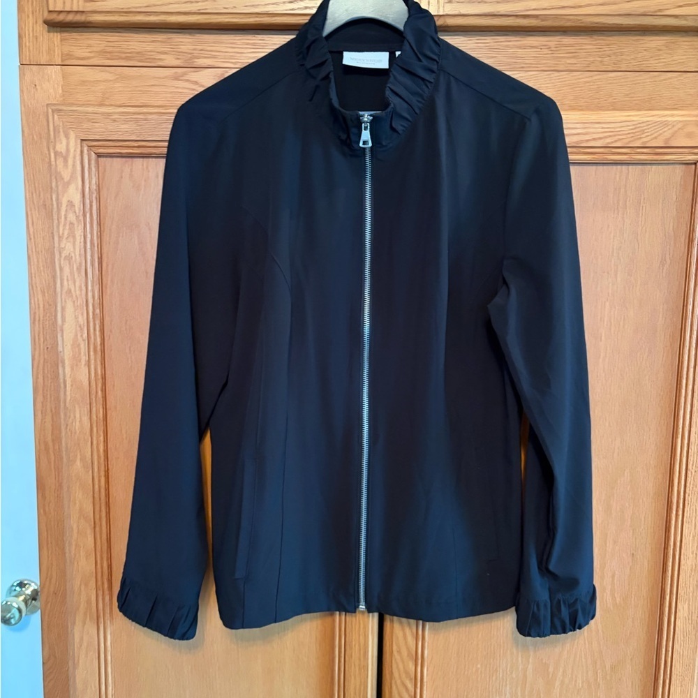 Weekends by Chico's Black zip up  Jacket size 1=medium
